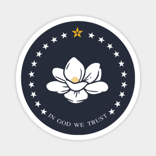 Mississippi State Flag In God We Trust Magnolia Magnet